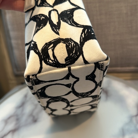 COACH—Vintage Y2K Black & White Signature Monogram Logo Mini Bag- canvas - Picture 5 of 12